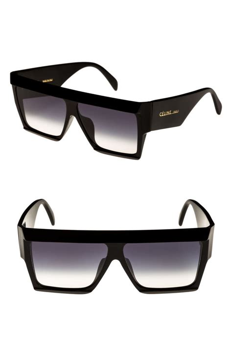 celine large audrey sunglasses black|Celine 60mm flat top sunglasses.